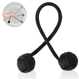Lyreh Fidget Beads Skill Toys, Portable Worry Beads Fidget with Steel Ball & Nylon Rope for Men Women Teens Hand Exercise (Black)