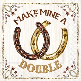 IHR Ideal Home Range Cocktail Napkins Disposable 3-Ply Paper Party Napkin Pack, 5" x 5", Western Horseshoes, 20-Count