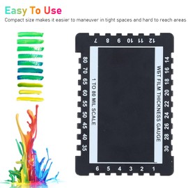 Wet Film Thickness Gauge Comb 1‑80 Mil Scale Thickness Gauge Comb Aluminium Alloy Dual Sided Step and Groove Type for Paint Resins