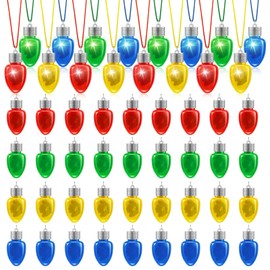 Yinkin 40 Pcs Light up Necklace Flashing Bulb Necklaces Men Women Glow Necklaces Bulk for Xmas Party Favors Stocking Stuffers Christmas Decoration Party Supplies, Assorted Color