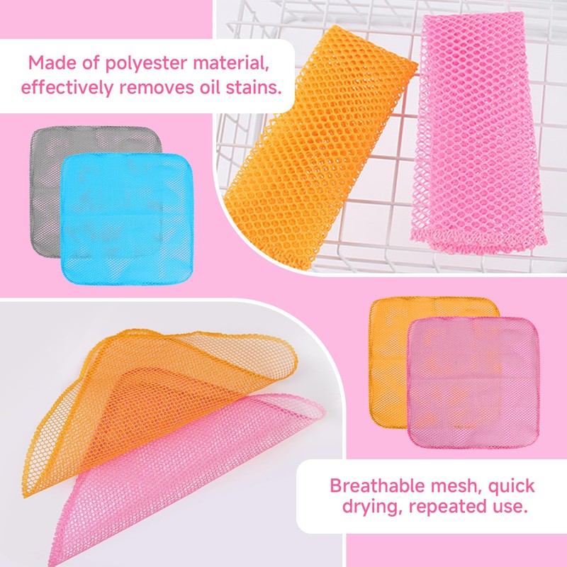 8Pcs Kitchen Dishwashing Cloth, 1Pcs Dishwashing Gloves, Mesh Cleaning Cloth,