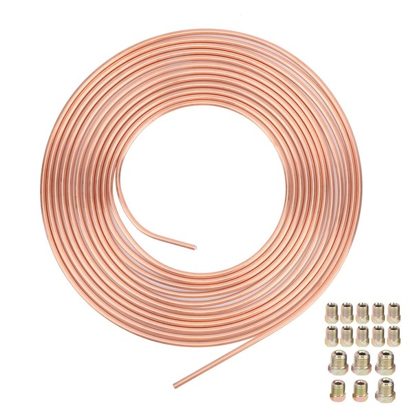 Flexible 25 Feet 3/16 Inch Copper Brake Line Hose Kit