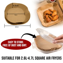Mypicompany. Air Fryer Paper Square 16cm with Oil Dispenser, 100 Pieces Paper for Air Fryer, Square, Air Fryer, 100% Food Grade