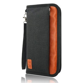 MOIRENTO Travel Wallet, Family Passport Holder, Documents Organiser RFID Blocking Holiday Organisers Passport Cover Travel Accessories Black Gifts Large Ticket Men UK Women