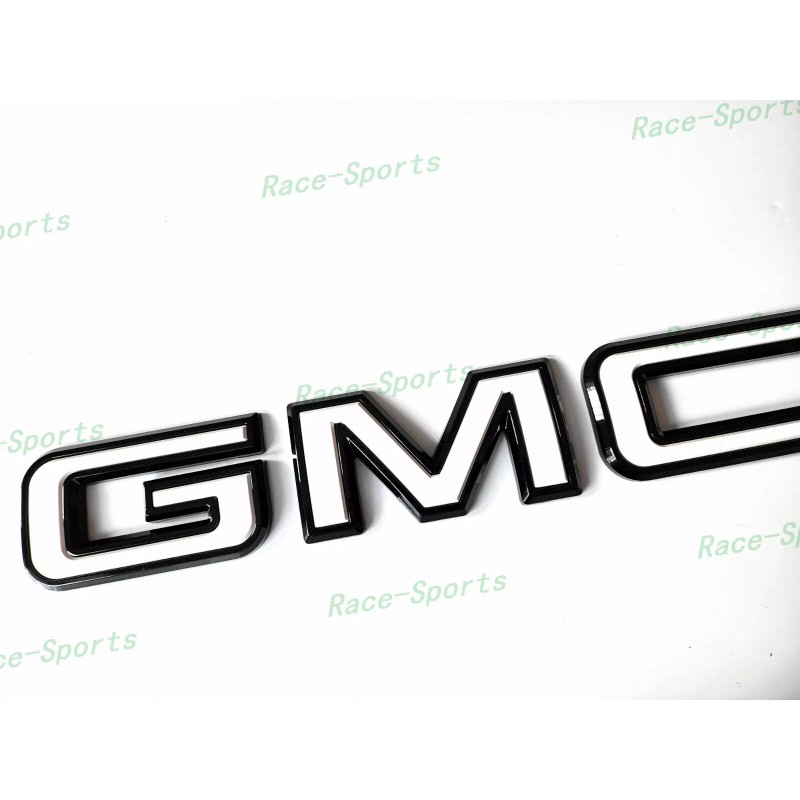 Auto GMC Rear Tailgate Gloss Black White GMC Emblem GMC