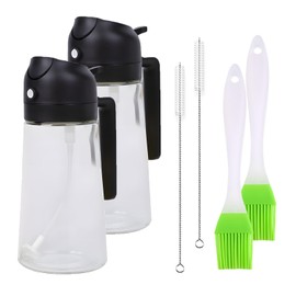 2 Pcs 2 in 1 Oil Dispenser and Sprayer Set, Oil Spray Bottle with Oil Brush&Clean Brush, Olive Oil Sprayer, Oil Dispenser Bottle, Vinegar Sprayer, for Kitchen Cooking Air Fryer BBQ Salad Baking(Black)