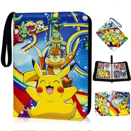 YFCHOTI Trading Card Album for 400 Cards, 4 Pockets Cards, Collector's Album, Collector's Folder, Waterproof Cards, Book Folder with Zip, Carry Handle, 50 Pages, 3-Ring Cards Folder, Collector's Book