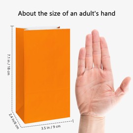 KEYYOOMY Small Paper Bags Orange Party Goody Bags for Party (24 CT, 3.5 X 2.4 X 7.1 In)