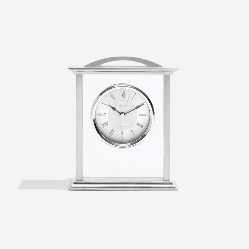 London Clock Silver Mantel Clock, 18 x 15 x 4.5cm