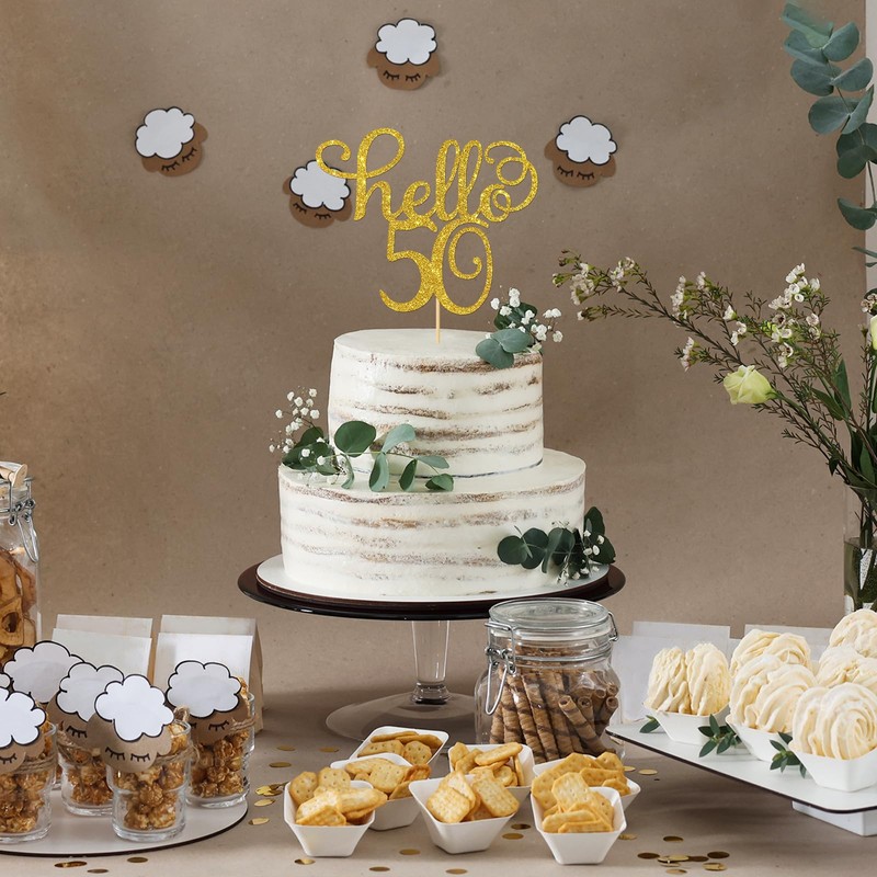 Hello 50 Cake Topper - 50th Birthday / 50th Wedding