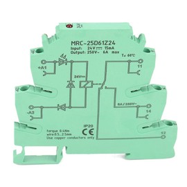 Relay, MRC-25D61Z24 DC-DIN Rail Relay Ultra Thin PLC Relay 24V Output Amplifier Board, 230V AC/220V DC Output 250V AC 6A Electromagnetic Contact Interface Relay