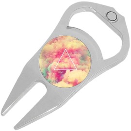 NewCharms Triangle Colorful Clouds Golf Ball Marker Divot Repair Tool Bottle Opener