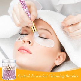30 cepillos de champú de pestañas de cristal con purpurina, cepillo limpiador de extensiones de pestañas con contenedor, cepillo de limpieza de pestañas faciales, cepillo de limpieza profunda para poros, cepillo limpiador de pestañas cosmético, rosa