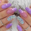 Short Press On Coffin False Nails with Glitter Sequins Designs