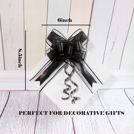 WEWILUCK Large Black Gift Bows - 15PCS Perfect bows for Gift Wrapping, Pull Bows for Man Present Decoration Birthdays Holiday and More(6 inches)