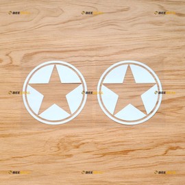 Army Star Sticker Decal Vinyl Circle - 2 Pack White 4" - for Car Boat Laptop Cup No Background Die-Cut