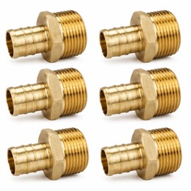 Pex Crimp Fitting, 6 Pack, 1/2" male Adapter, F1807 C46500 Brass