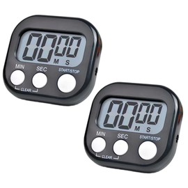 2 PCS Magnetic Kitchen Timer, Big Digits Large LCD Screen Display Timer, Digital Clock Countdown Stopwatch for Cooking, Study, Work, Exercise (2 PCS Black)