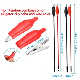 840Pcs Breadboard Jumper Wire kit for Arduino, 14 Vaules, 2 mm/0.08"-125 mm/4.92" Minidodoca U-Shape Magnetic jumper wires assortment kit & 4Pcs 34cm/13.4 inch Length Alligator clip test leads