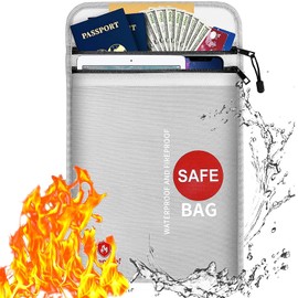 Fireproof Bag, Safe, Fireproof Bag, Document Storage, Fireproof, Explosion-proof, Waterproof, Disaster Prevention, Heat Resistant up to 2,000°F (2,000°F) (Approx. 2,000°F (1093°C), Cash Storage, Safe