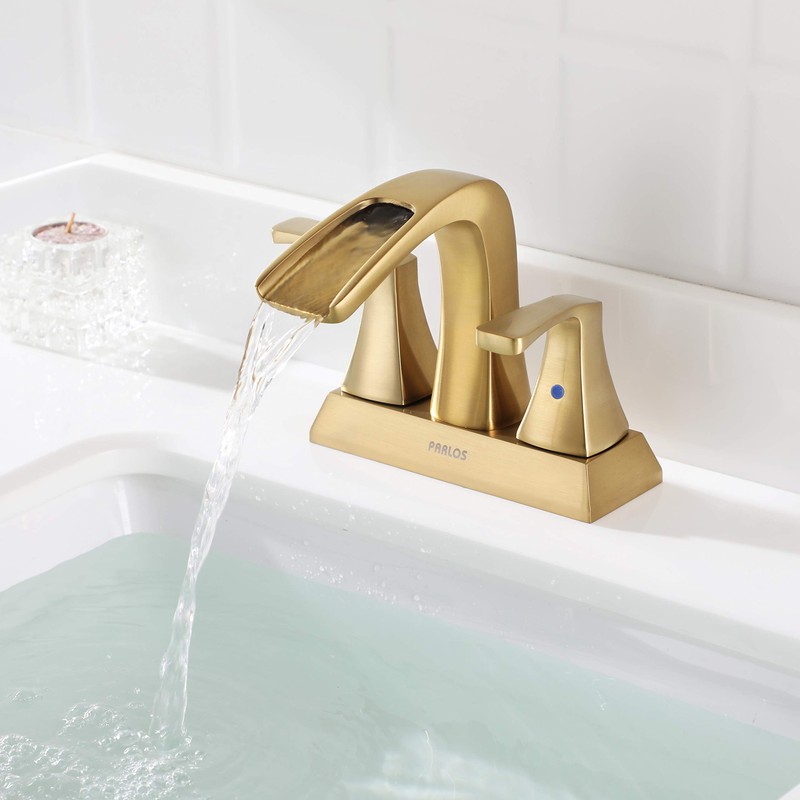 PARLOS 2 Handles Waterfall Bathroom Faucet with Metal Pop-up Drain