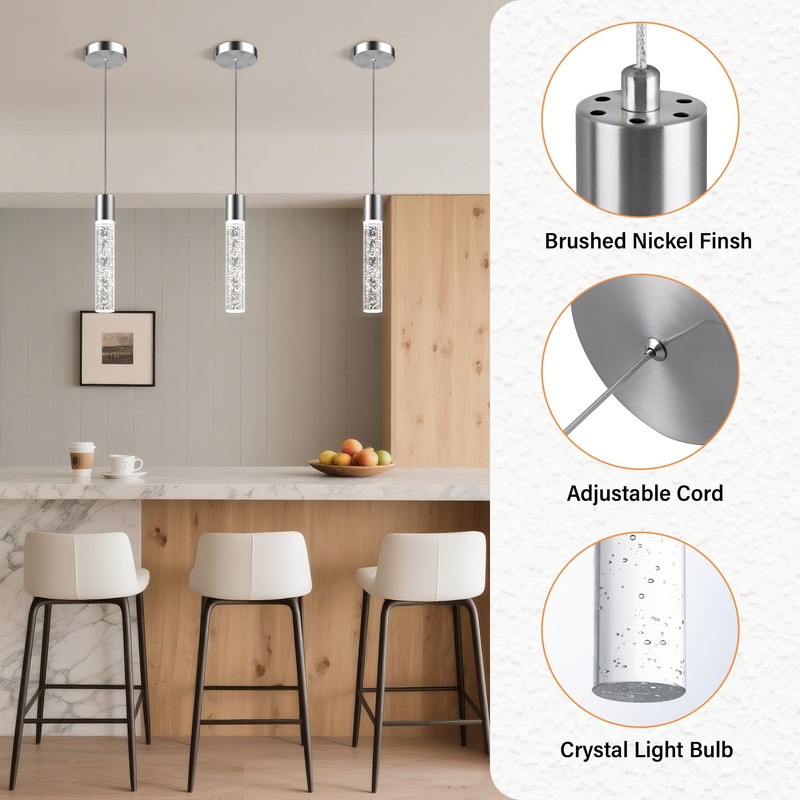 Esfos Pendant Lights Kitchen Island 3 Pack, 6500K Modern Kitchen
