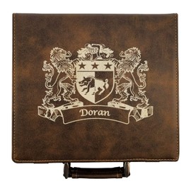 Doran Irish Coat of Arms Leather Poker Set
