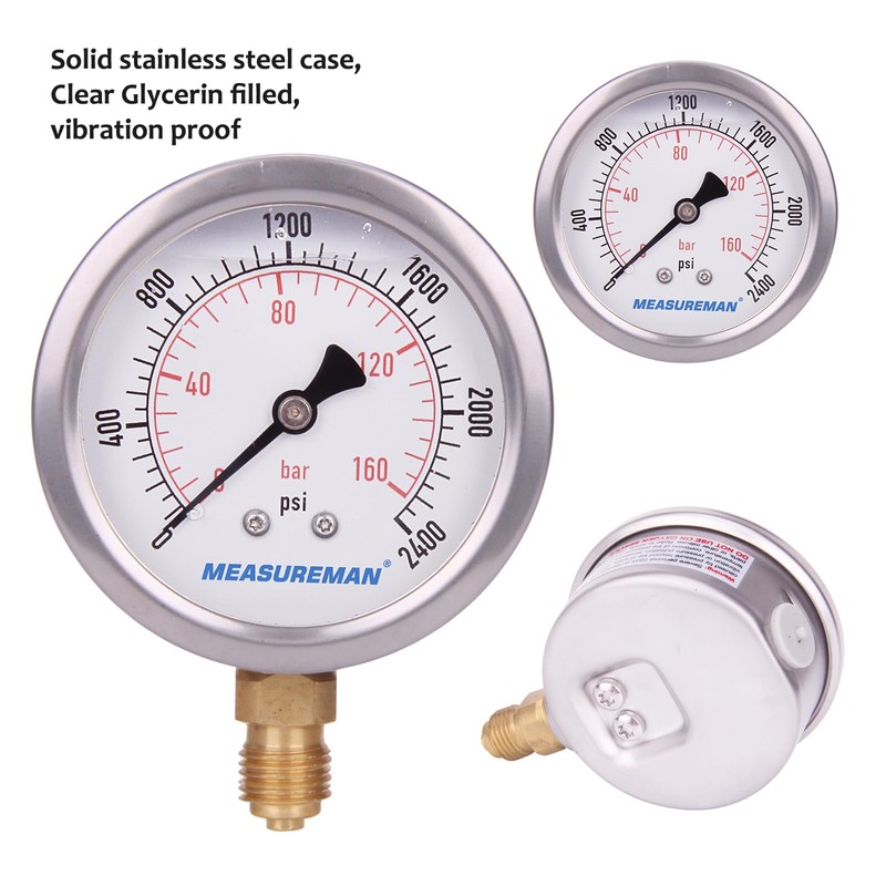 MEASUREMAN Portable Excavator Hydraulic Pressure Test Kit, Includes 3 Pressure