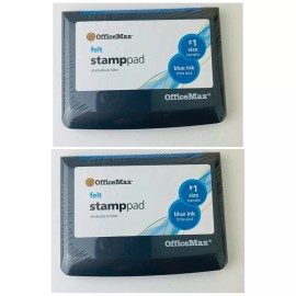 Office Max Set of 2 Office Max Felt Stamp Pad size #1 BLUE New, With Tag & Sealed