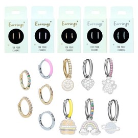 Depesche 11833-010 Hoop Earrings with White Stones Gold-Plated Ideal as a Small Gift, Metal, No Gemstone