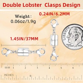 Qulltk Double Lobster Clasp Magnetic Necklace Clasps and Closures 14K Gold and Silver Magnetic Jewelry Clasps Converters for Bracelet Necklaces Extender