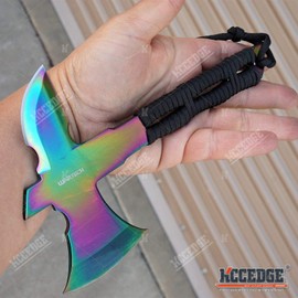 Axe Hatchet Tactical Axe Survival Axe Hunting Knife 8 Inch Overall Full Tang Razor Sharp Edge Camping Accessories Camping Gear Survival Kit Survival Gear Tactical Gear 77855 (Black / Silver)