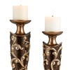 LOPOO Set of 2 Tall Polyresin Candleholders, Baroque Floral Filigree