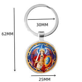 CQHODFYA St Michael Keychain For Men Women,Saint Michael Key Ring for Home Car Keys Attachment,Archangel Michael Key Holder Gift, Zinc Alloy Christian Key Chain Organizer (Gift Packaging)