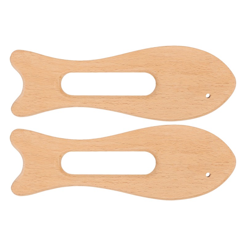 2Pcs Wooden Gua Sha Board Fish Shape Polished Beech Sturdy