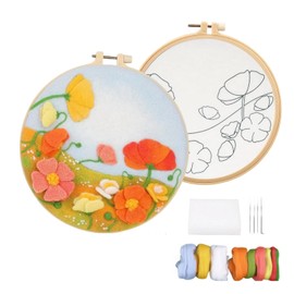 WPOSEW DIY Wool Needle Felt Starter Kit, Beginner Needle Felt Kit With Felt Bag, Needles, Photo Frame, Foam Mat, Cloth and Instructions for Home Decor, Art Craft (K4)