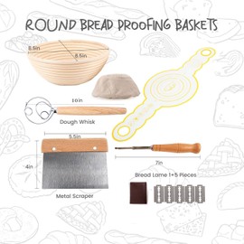 DOYOLLA Bread Proofing Baskets 8.5 inch Round Dough Proofing Bowls w/Liners Perfect for Home Sourdough Bakers Baking