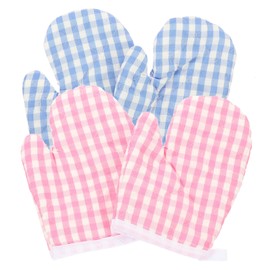 Cabilock Pack of 4 Insulation Gloves Kitchen Gloves for Children Barbecue Gloves for Kitchen Insulated Gloves Made of Cotton Oven Glove Miniature Insulation Panels Toddler Polyester
