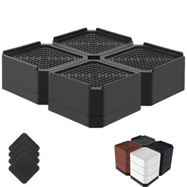 Bed Risers Heavy Duty, Adjustable Furniture Riser Blocks Lift 1.5, 3, 4.3 inches for Couch Table Desk Sofa Chair Legs, Refrigerator, Washing Machine - Support up to 4000 lbs (Black 4 Pack, 1.5 inch)