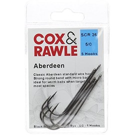 Cox & Rawle Aberdeen Hook - Black, Size 5/0