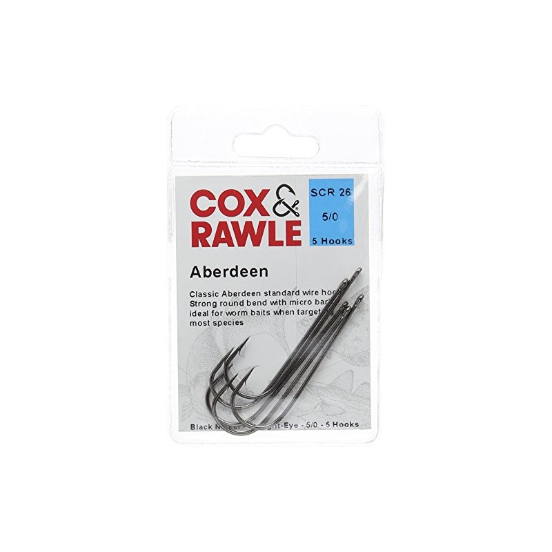 Cox & Rawle Aberdeen Hook - Black, Size 5/0