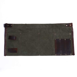 Luchuan Heavy Duty Canvas Tool Apron With the Adjustable Genuine Leather Belt (Army Green)