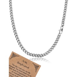 murtoo Mens Necklace, Silver Cuban Link Chain for Men Boys, Stainless Steel Chain Necklace with Lobster Clasp, Hip Hop Jewelry Gift for Husband Boyfriend (6mm, 20inches)