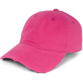styleBREAKER 04023092 Unisex Baseball Cap Destroyed Look with Cracks 6 Panel Cap Plain Adjustable Buckle, fuchsia