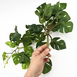 Fake Plants Hanging Small Faux Potted Ivy Vine Artificial Monstera Mini Faux Tropical Plants Greenery for Bathroom Office Table Accessories Indoor Outdoor Decor Windowsill Shelf DIY Decoration 1 Pack