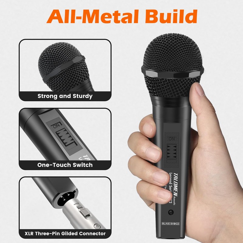 talomen Wired Microphone for Singing, Metal Female, ON/Off Switch, Professional