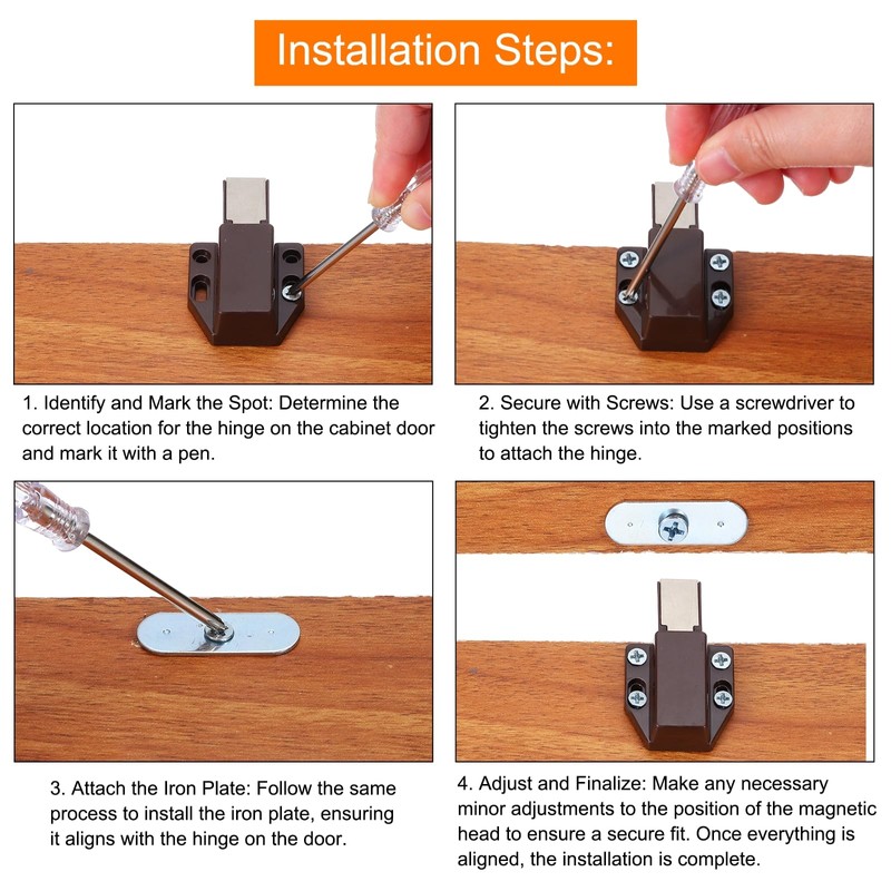 sourcing map 4Pack Magnetic Touch Latches, Push to Open Magnet
