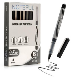 NOTEFUL Liquid Ink Rollerball Pens, 0.7mm Medium Point Tip, Rolling pen for Drawing, Coloring, Journaling and Smooth Writing (8 Pcs) (Black, 1 Count (Pack of 8))