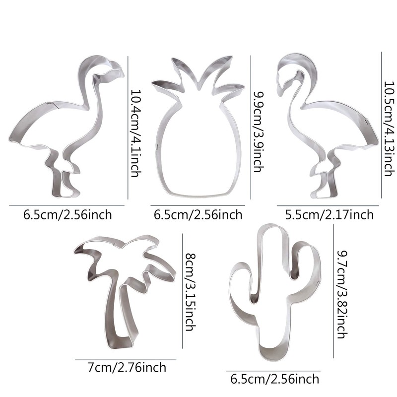 Honbay 5PCS Stainless Steel Cookie Cutters Set Hawaiian Cookie Molds