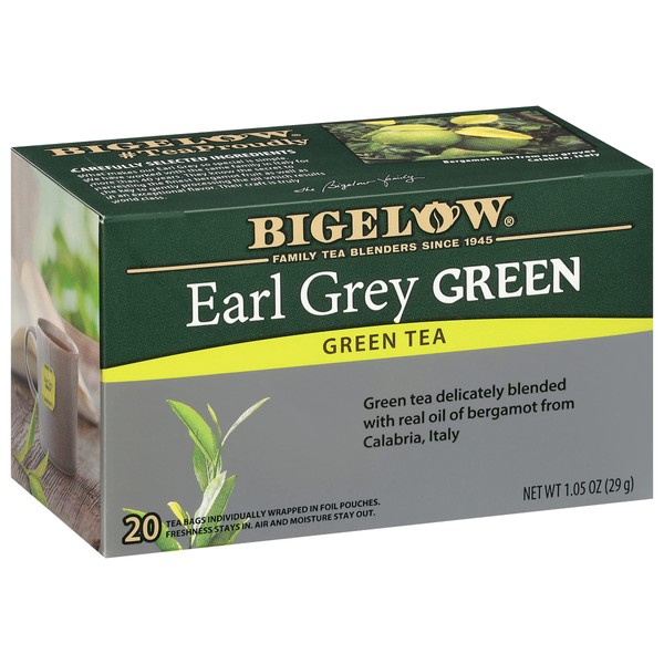 Bigelow Tea Earl Grey Green Tea, Caffeinated, 20 Count (Pack of 6, 120 Total Tea Bags